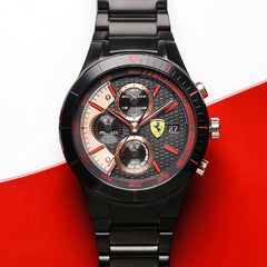 SCUDERIA FERRARI REDREV EVO Chronograph Black Round Dial Men's Watch- 0830305