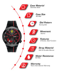 SCUDERIA FERRARI REDREV EVO Quartz Black Round Dial Men's Watch- 0830339
