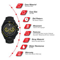 SCUDERIA FERRARI GRAN PREMIO Chronograph Black Round Dial Men's Watch- 0830345