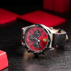 SCUDERIA FERRARI PILOTA Chronograph Red Round Dial Men's Watch - 0830387