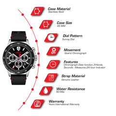 SCUDERIA FERRARI PILOTA Chronograph Black Round Dial Men's Watch- 0830389