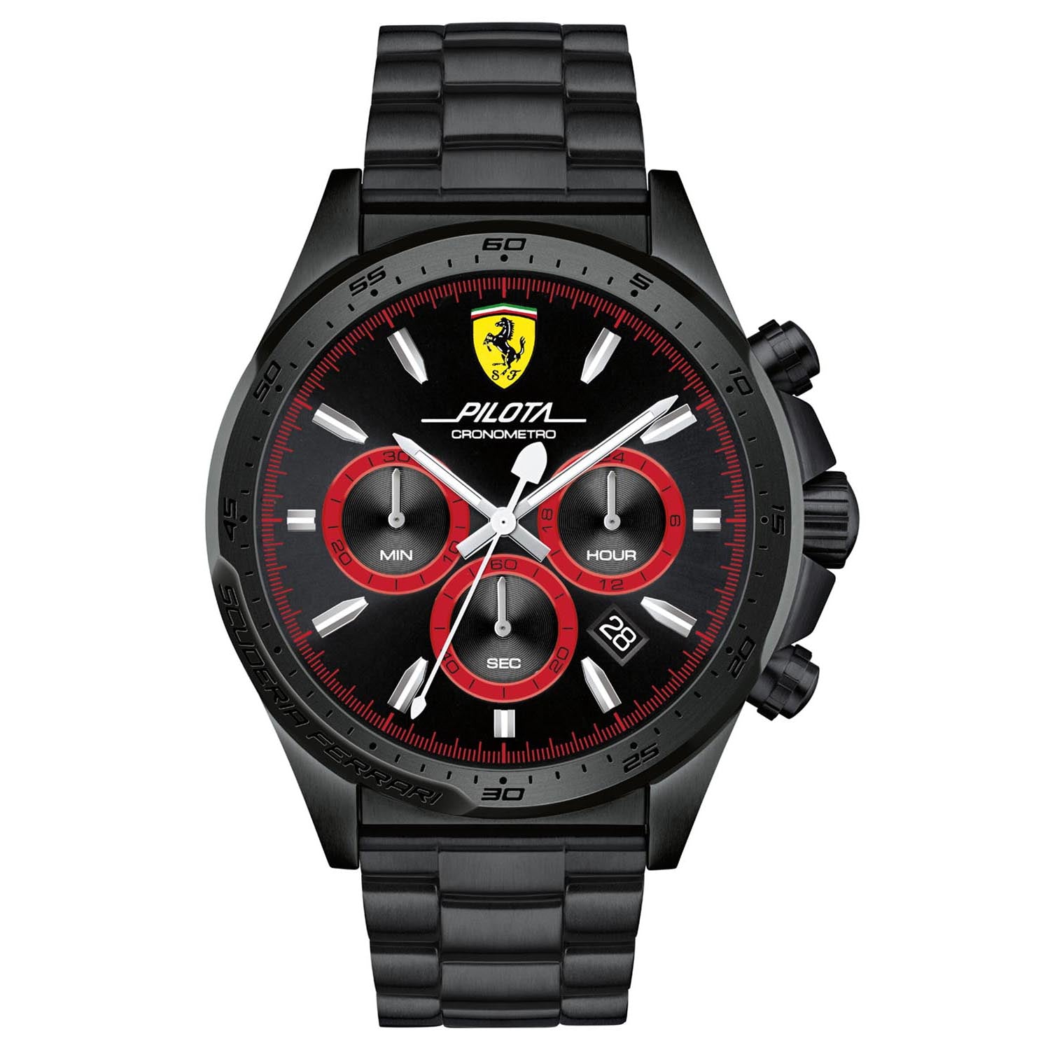 SCUDERIA FERRARI Pilota Chronograph Black Round Dial Men's Watch - 0830390