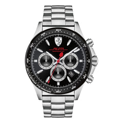 SCUDERIA FERRARI PILOTA Chronograph Black Round Dial Men's Watch- 0830393