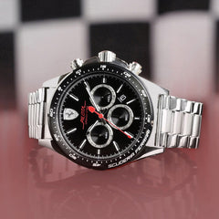 SCUDERIA FERRARI PILOTA Chronograph Black Round Dial Men's Watch- 0830393