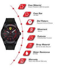 SCUDERIA FERRARI REDREV T Quartz Black Round Dial Men's Watch- 0830428