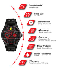 SCUDERIA FERRARI SPECIALE Multifunction Black Round Dial Men's Watch- 0830431