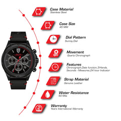 SCUDERIA FERRARI PILOTA Chronograph Black Round Dial Men's Watch - 0830434