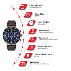 SCUDERIA FERRARI PILOTA Chronograph Blue Round Dial Men's Watch- 0830435