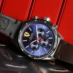SCUDERIA FERRARI PILOTA Chronograph Blue Round Dial Men's Watch- 0830435