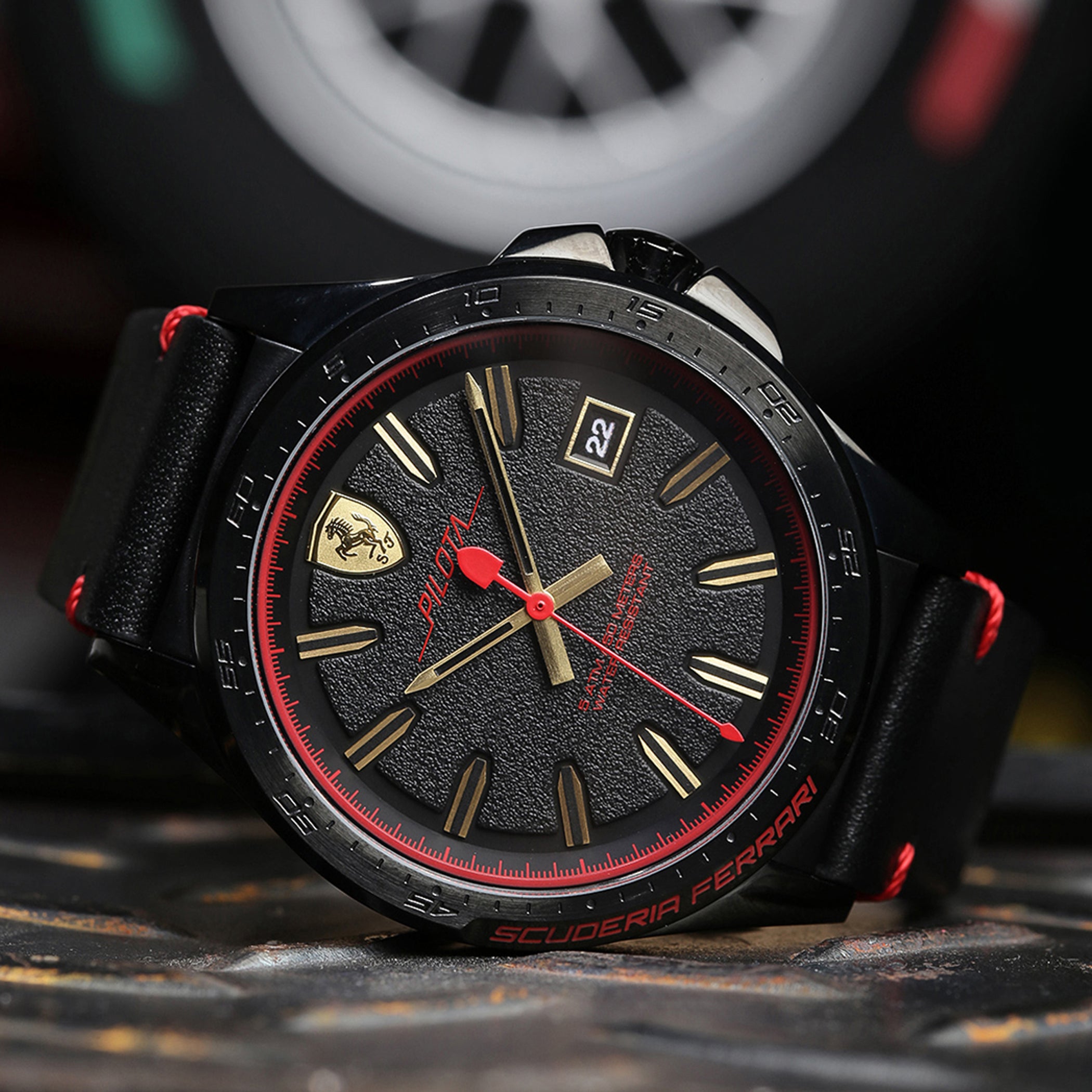 SCUDERIA FERRARI PILOTA Quartz Black Round Dial Men's Watch- 0830460