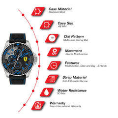 SCUDERIA FERRARI Kers Xtreme Multifunction Black Round Dial Men's Watch - 0830468