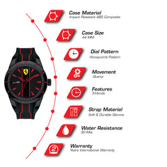 SCUDERIA FERRARI REDREV Quartz Black Round Dial Men's Watch- 0830481