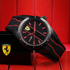 SCUDERIA FERRARI REDREV Quartz Black Round Dial Men's Watch- 0830481