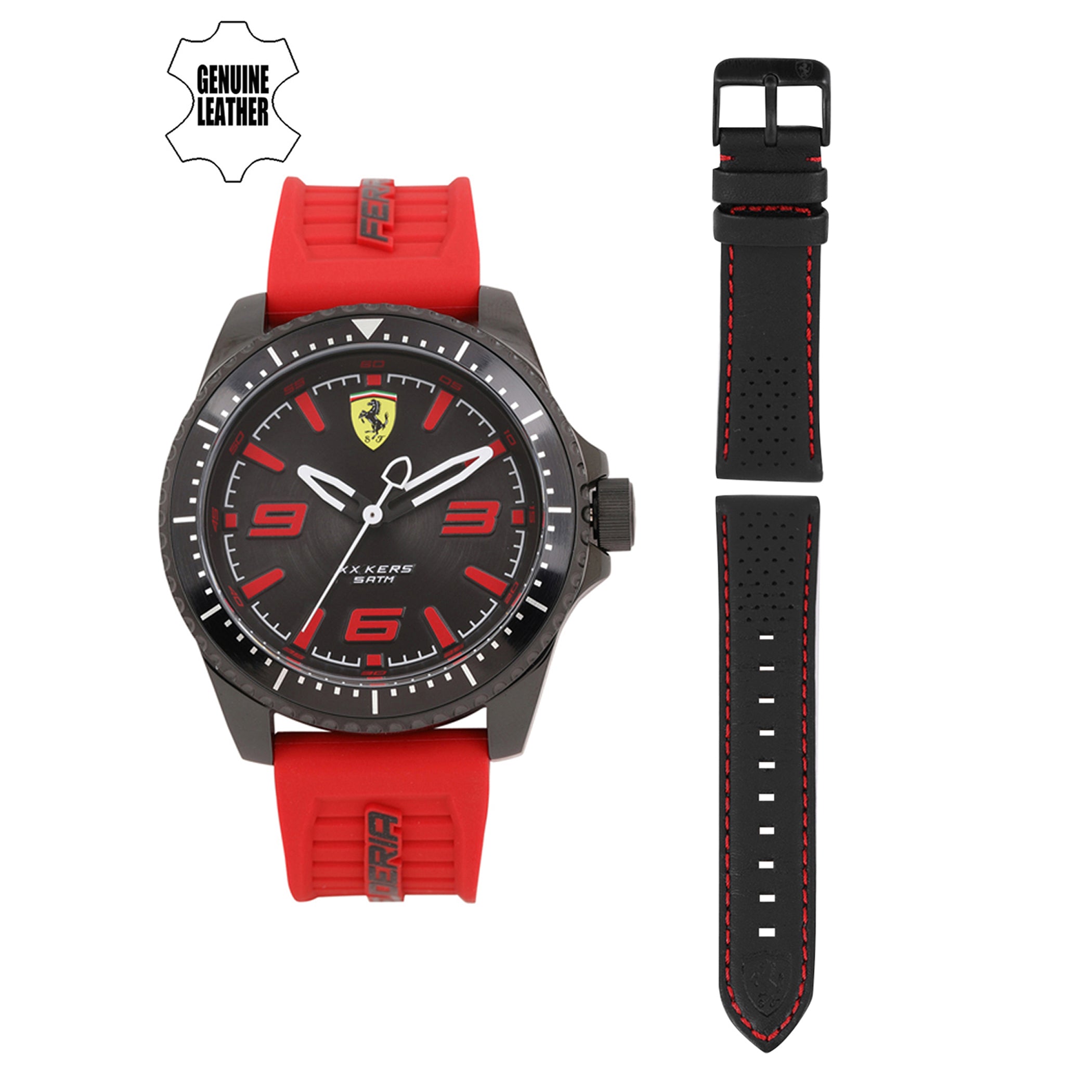 SCUDERIA FERRARI XX KERS Quartz Black Round Dial Men's Watch with Additional Strap- 0830484