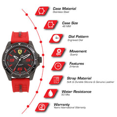 SCUDERIA FERRARI XX KERS Quartz Black Round Dial Men's Watch with Additional Strap- 0830484