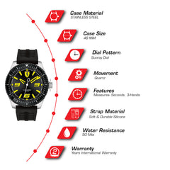SCUDERIA FERRARI XX KERS Quartz Black Round Dial Men's Watch- 0830487