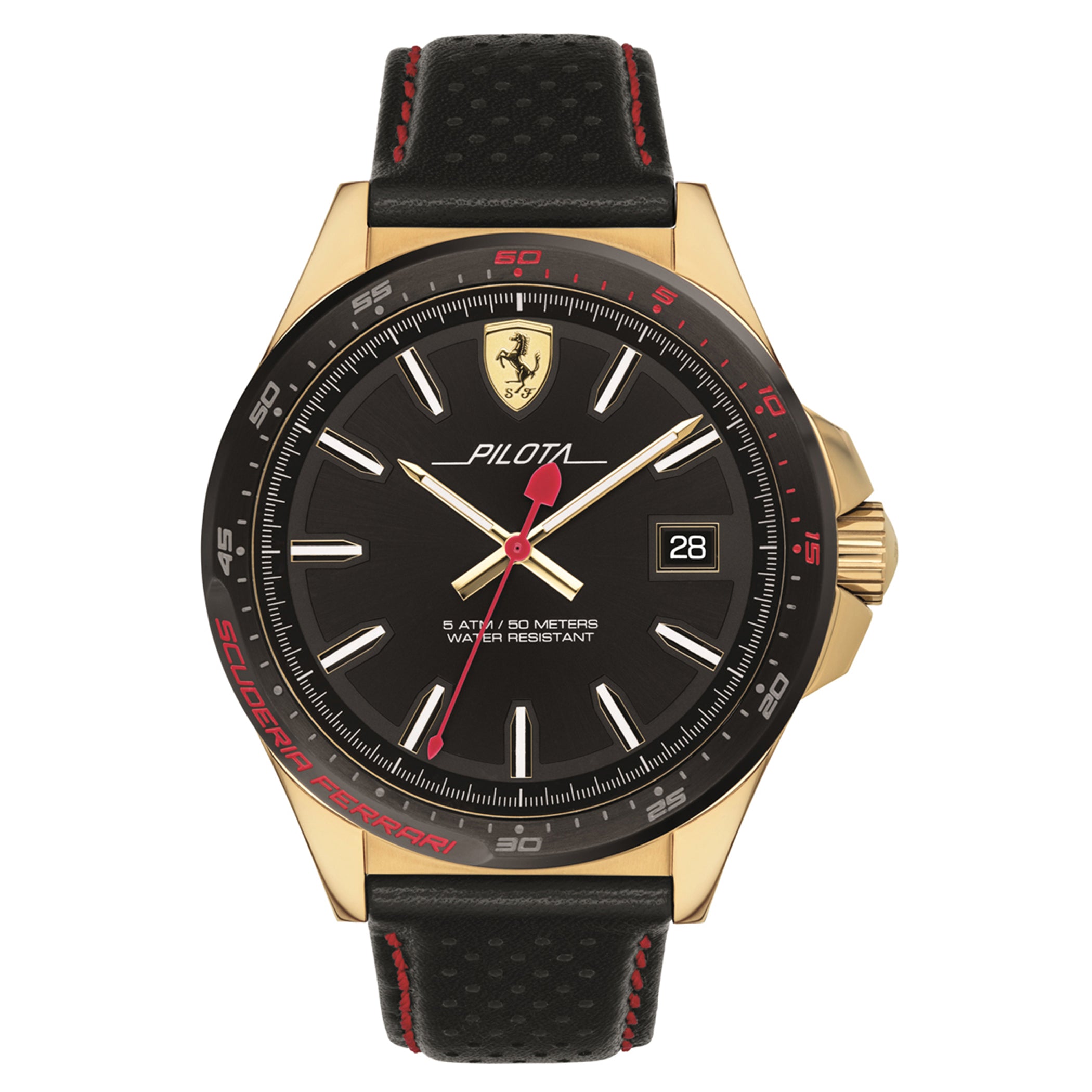 SCUDERIA FERRARI PILOTA Quartz Black Round Dial Men's Watch- 0830490