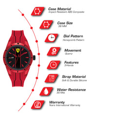 SCUDERIA FERRARI REDREV Quartz Black Round Dial Unisex Watch- 0830494