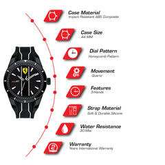 SCUDERIA FERRARI REDREV Analog Black Round Dial Men's Watch - 0830495