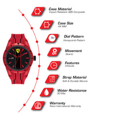 SCUDERIA FERRARI REDREV Quartz Black Round Dial Men's Watch- 0830496
