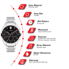 SCUDERIA FERRARI ABETONE Multifunction Black Round Dial Men's Watch- 0830505