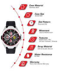 SCUDERIA FERRARI AERO Multifunction Black Round Dial Men's Watch- 0830510