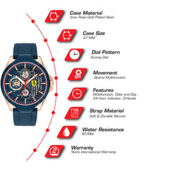 SCUDERIA FERRARI AERO Multifunction Blue Round Dial Men's Watch- 0830511