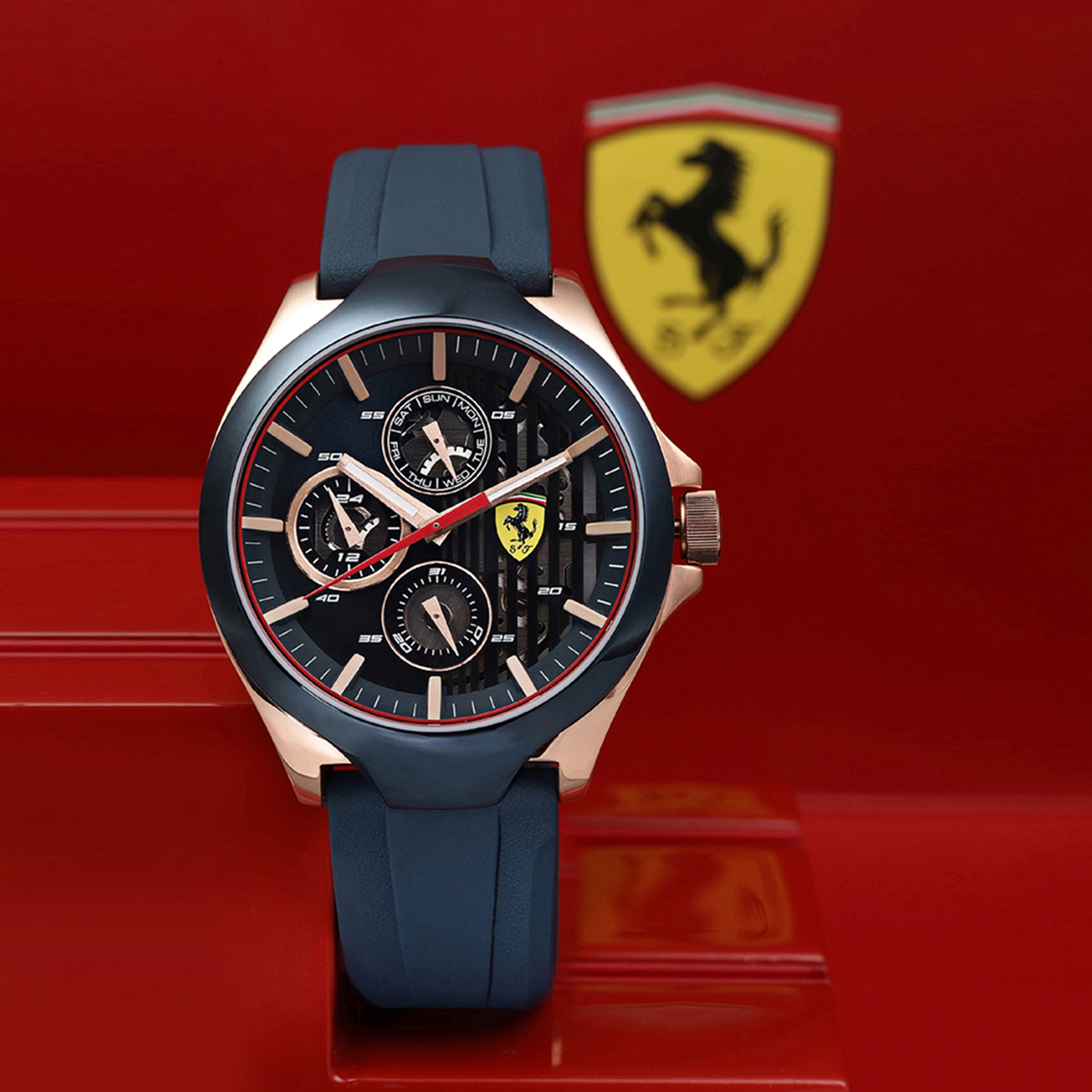 SCUDERIA FERRARI AERO Multifunction Blue Round Dial Men's Watch- 0830511