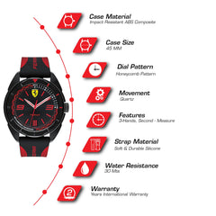 SCUDERIA FERRARI FORZA Quartz Black Round Dial Men's Watch- 0830515