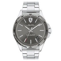SCUDERIA FERRARI PILOTA Quartz Grey Round Dial Men's Watch- 0830526