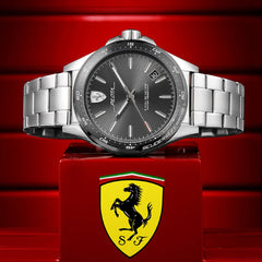 SCUDERIA FERRARI PILOTA Quartz Grey Round Dial Men's Watch- 0830526