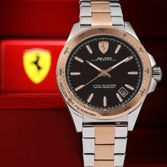 SCUDERIA FERRARI PILOTA Quartz Black Round Dial Men's Watch- 0830528