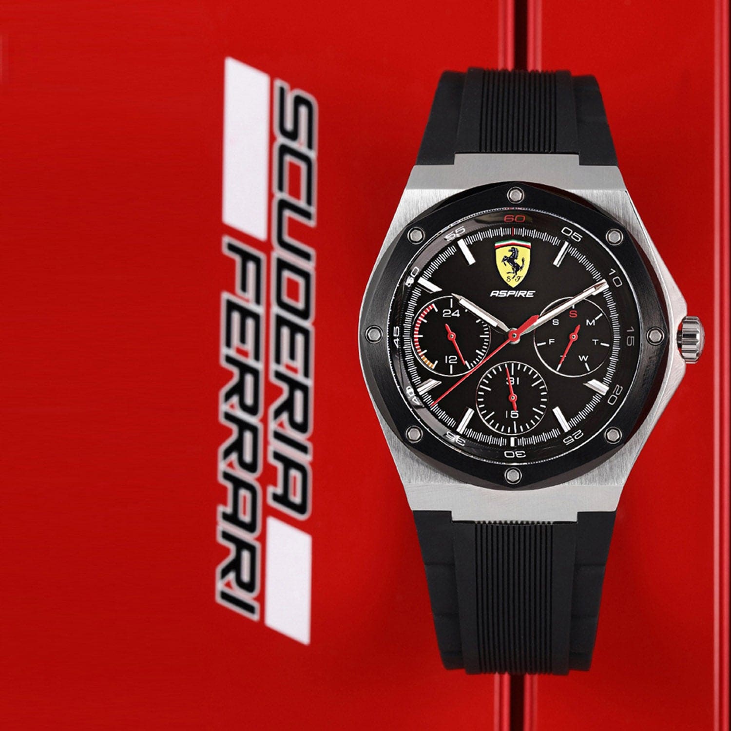 Scuderia Ferrari Aspire Multifunction Black Round Dial Men's Watch- 0830537