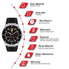Scuderia Ferrari Aspire Multifunction Black Round Dial Men's Watch- 0830537