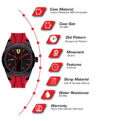 SCUDERIA FERRARI REDREV Quartz Black Round Dial Men's Watch- 0830539