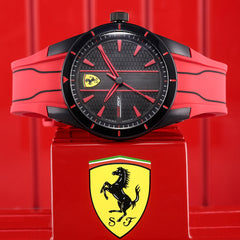 SCUDERIA FERRARI REDREV Quartz Black Round Dial Men's Watch- 0830539
