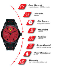 SCUDERIA FERRARI REDREV Quartz Red Round Dial Men's Watch- 0830540