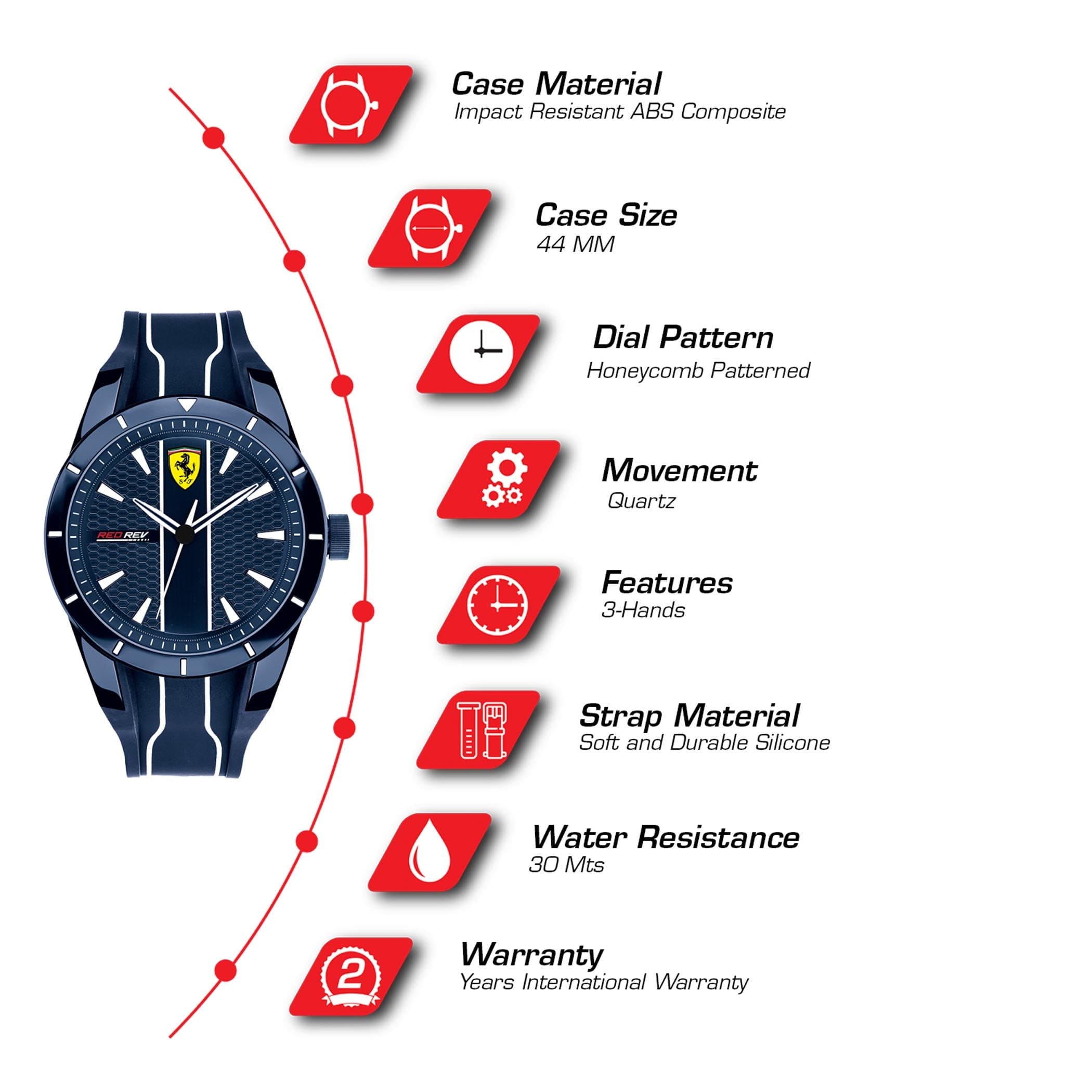 SCUDERIA FERRARI REDREV Analog Blue Round Dial Men's Watch - 0830541