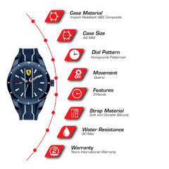SCUDERIA FERRARI REDREV Analog Blue Round Dial Men's Watch - 0830541