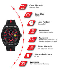 SCUDERIA FERRARI FORZA Multifunction Black Round Dial Men's Watch - 0830547