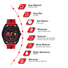 SCUDERIA FERRARI FORZA Multifunction Black Round Dial Men's Watch- 0830576