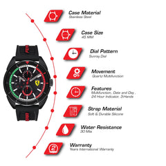 SCUDERIA FERRARI FORZA Multifunction Black Round Dial Men's Watch - 0830577