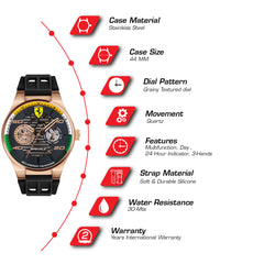 SCUDERIA FERRARI SPECIALE Multifunction Black Round Dial Men's Watch- 0830581