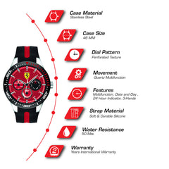 SCUDERIA FERRARI REDREV T Multifunction Red Round Dial Men's Watch - 0830588
