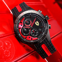 SCUDERIA FERRARI REDREV Chronograph Black Round Dial Men's Watch- 0830592