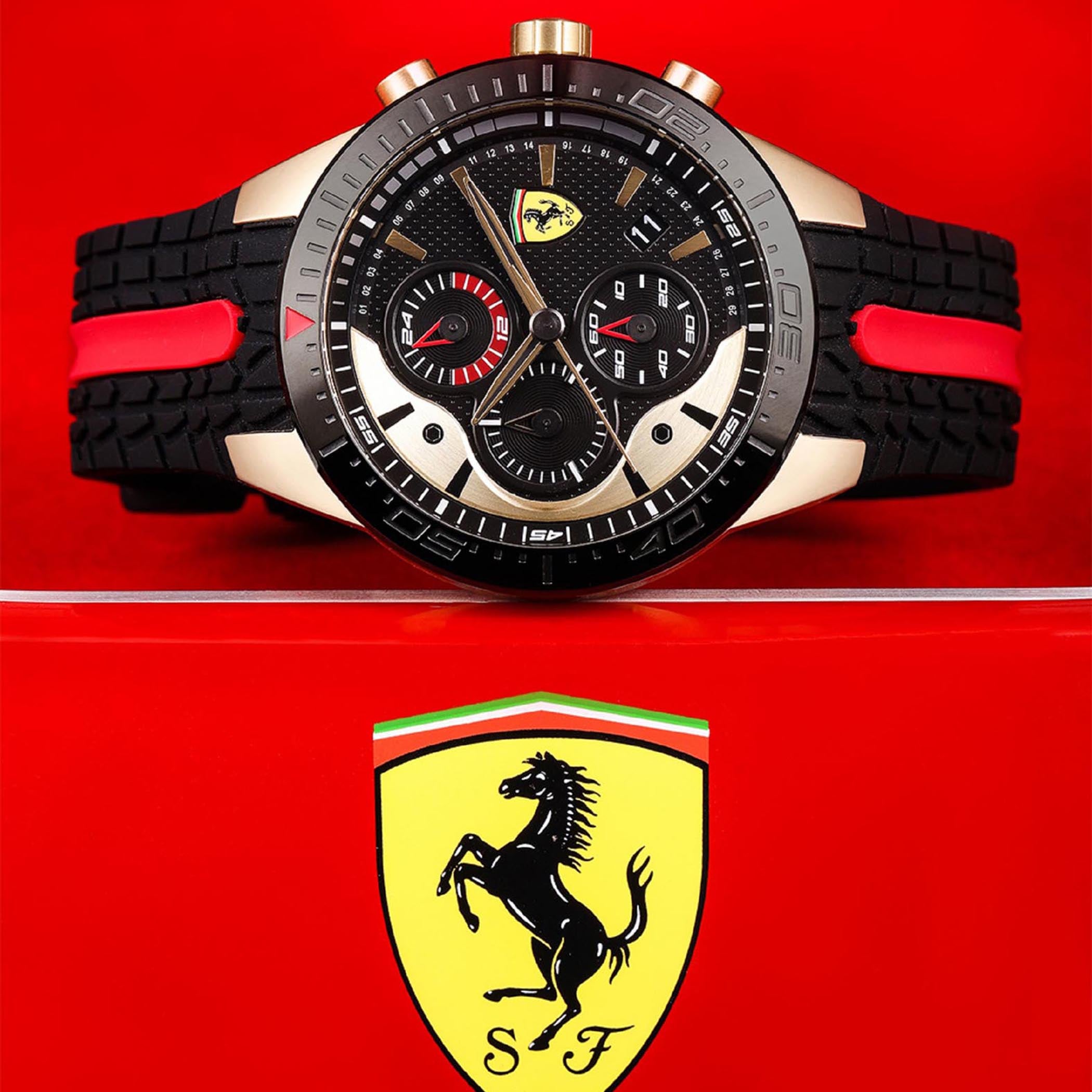 SCUDERIA FERRARI REDREV Chronograph Black Round Dial Men's Watch - 0830593