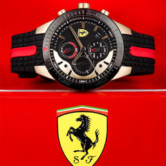 SCUDERIA FERRARI REDREV Chronograph Black Round Dial Men's Watch - 0830593