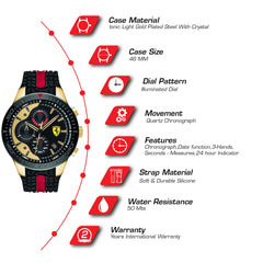 SCUDERIA FERRARI REDREV Chronograph Black Round Dial Men's Watch - 0830593