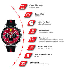 SCUDERIA FERRARI PILOTA Chronograph Red Round Dial Men's Watch- 0830595