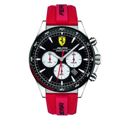 SCUDERIA FERRARI PILOTA Chronograph Black Round Dial Men's Watch- 0830596